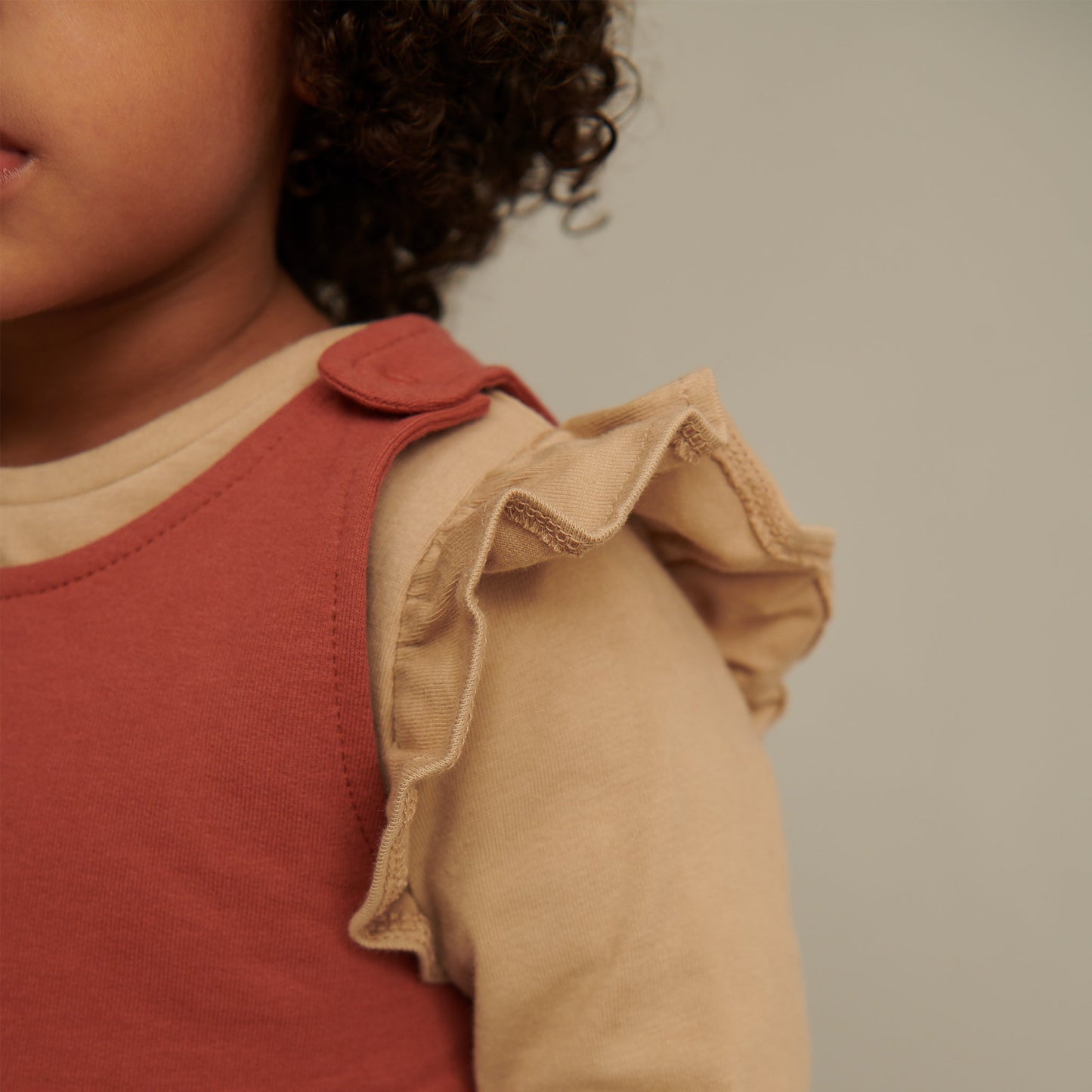 Caramel & Terracotta Dress and Ruffle T-Shirt Set