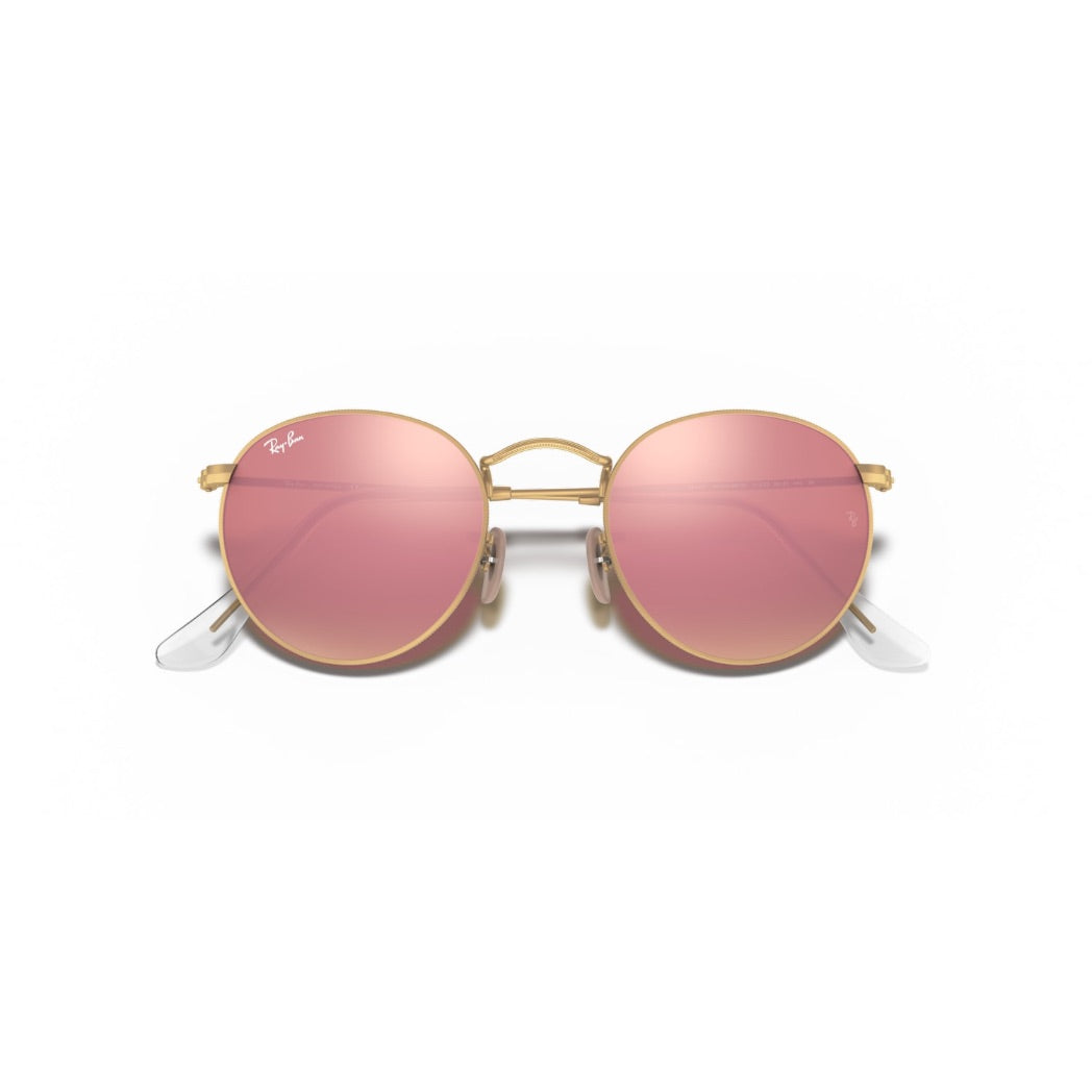RAYBAN - ROUND METAL | Matte Gold w/ Brown Pink Flash