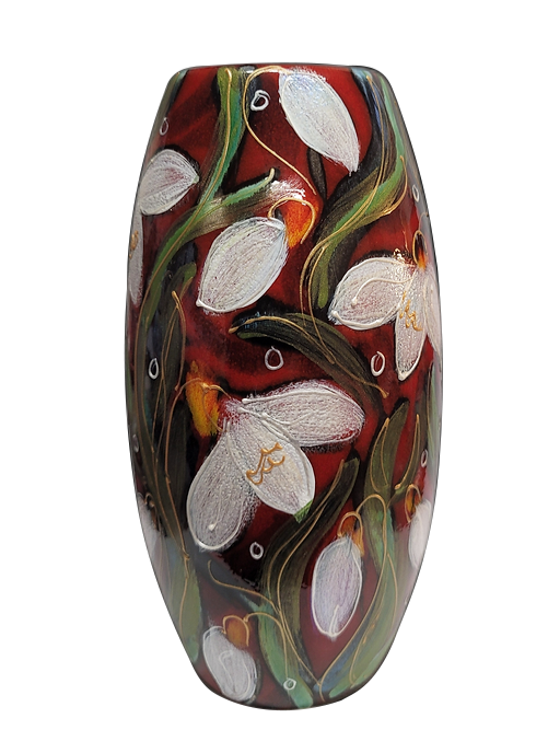 Anita Harris Ruby Snowdrop Vase 17cm