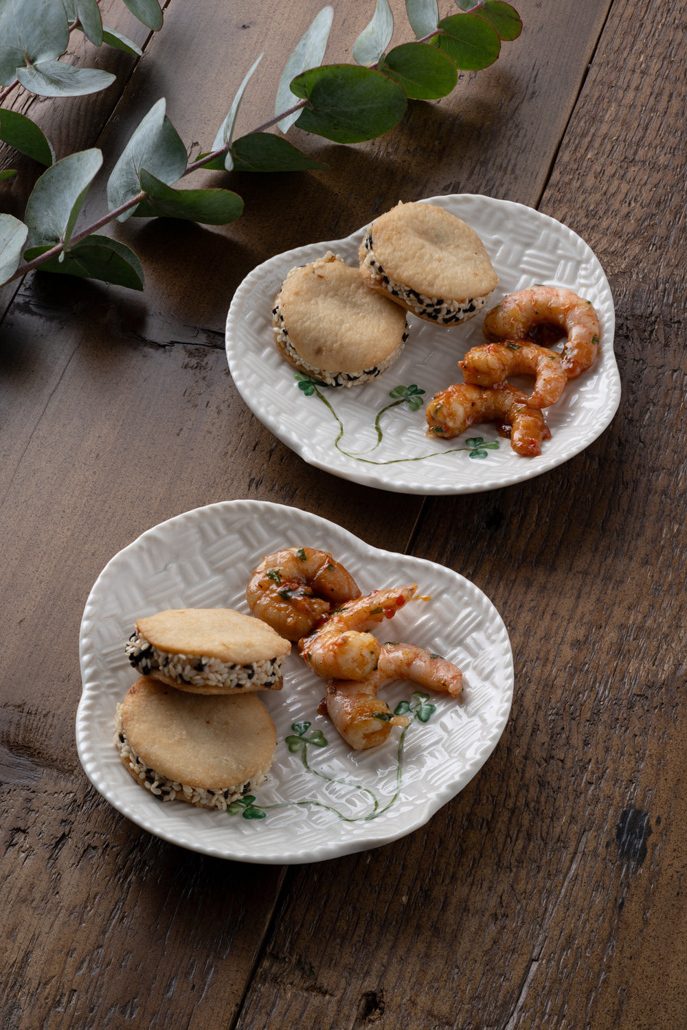 Belleek Shamrock Canape Plate Set of 2