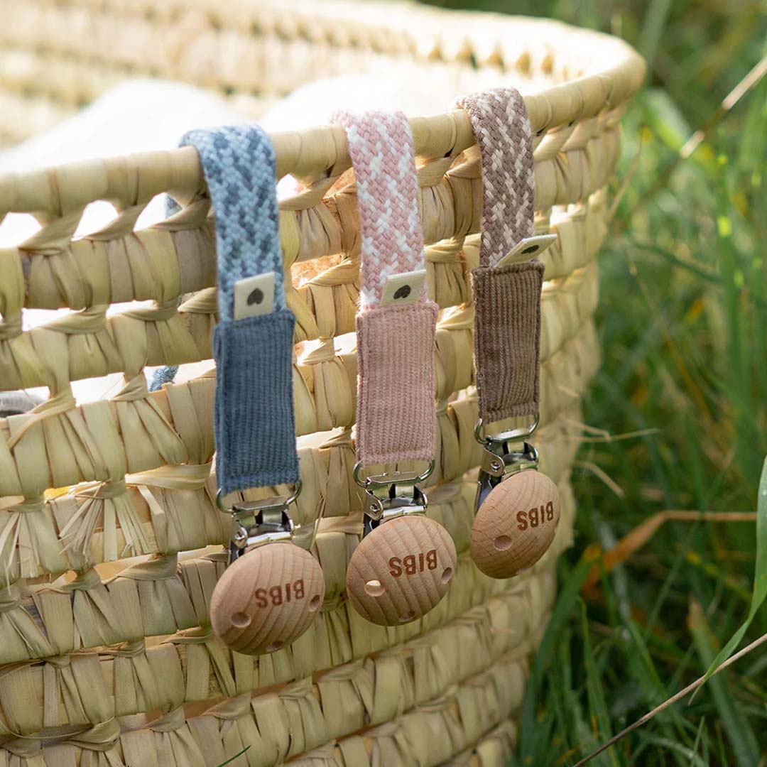 BIBS Paci Braid Pacifier Clip - Sage + Ivory