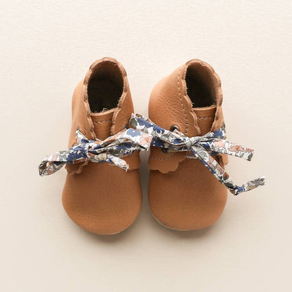 Baby Girl Scalloped  Leather boots in Caramel