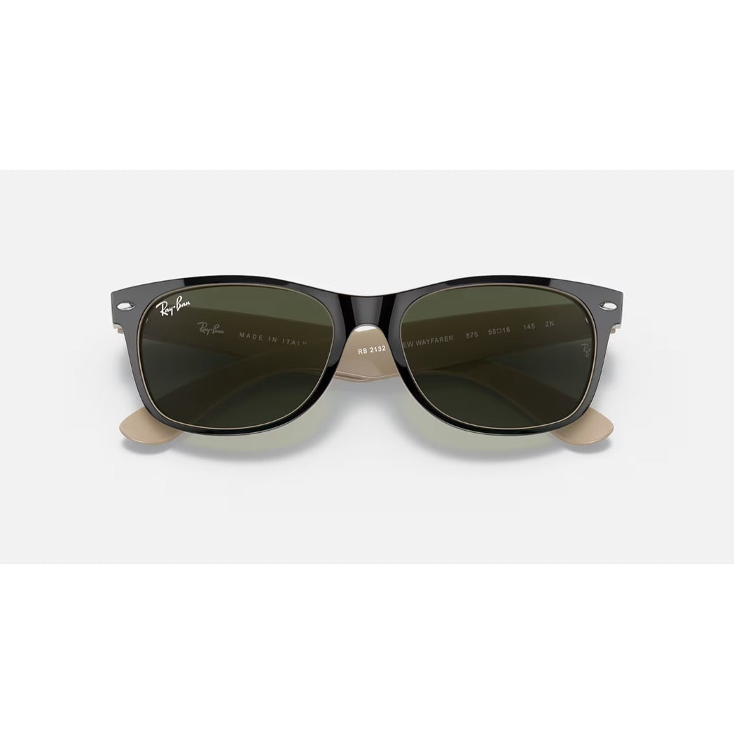 RAYBAN - NEW WAYFARER | Black on Beige w/ Green