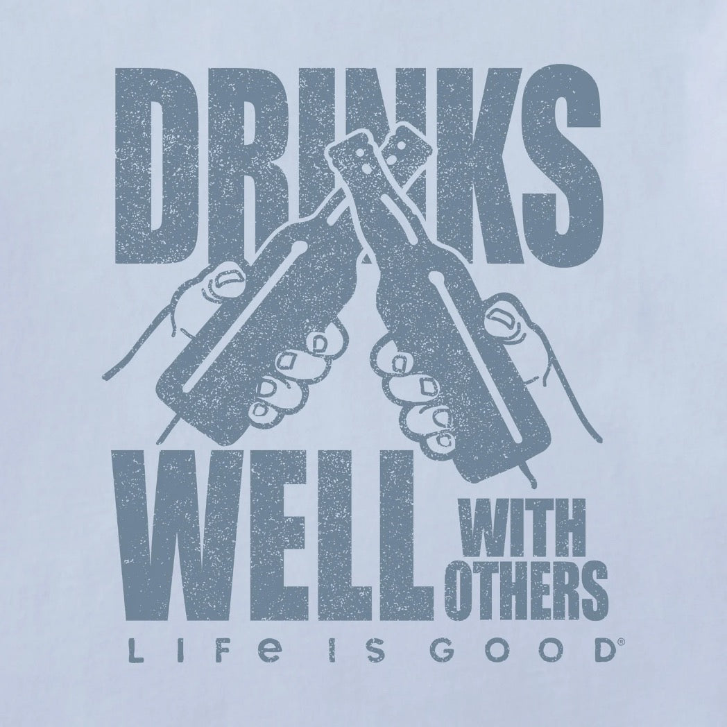 LIFE IS GOOD - MENS CRUSHER TEE | Drinks Well With Others Glacier Blue
