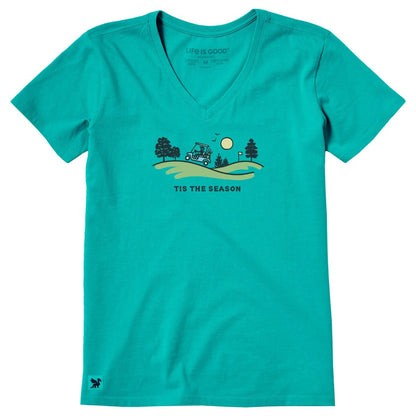LIFE IS GOOD - WOMENS CRUSHER VEE TEE | Tis The Season Turquoise Green