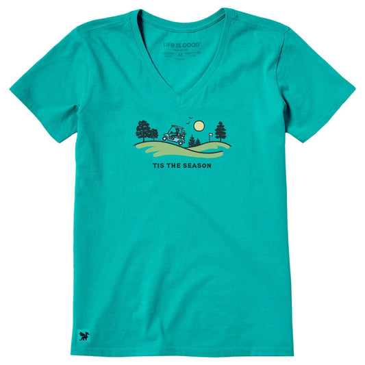LIFE IS GOOD - WOMENS CRUSHER VEE TEE | Tis The Season Turquoise Green
