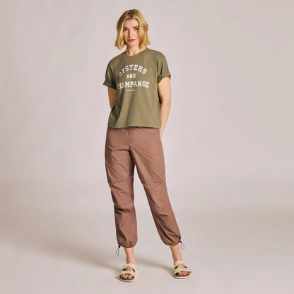 LIFE IS GOOD - WOMENS CRUSHER BOXY TEE | Champagne Moss Green