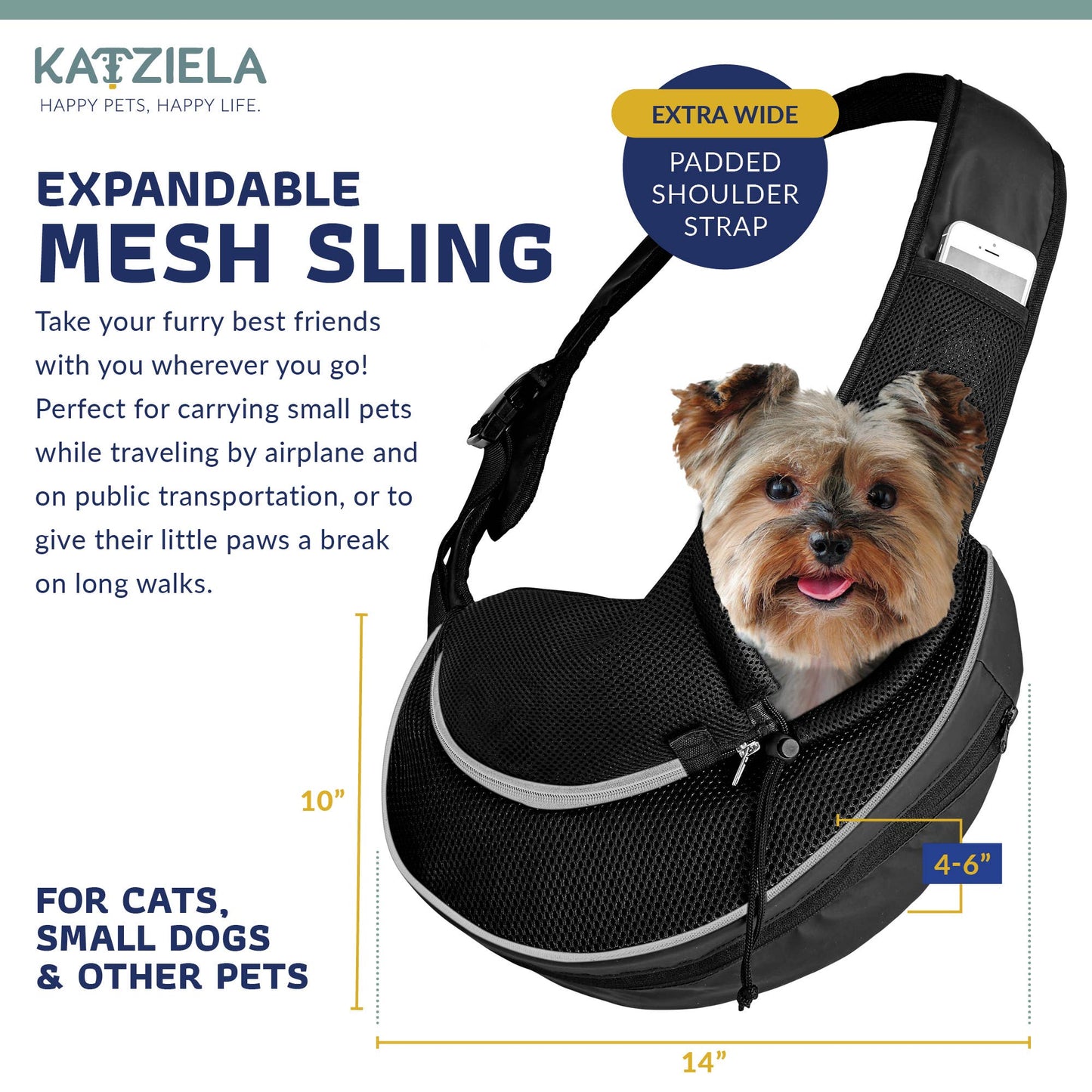 Pet Expandable Sling - Black: Green