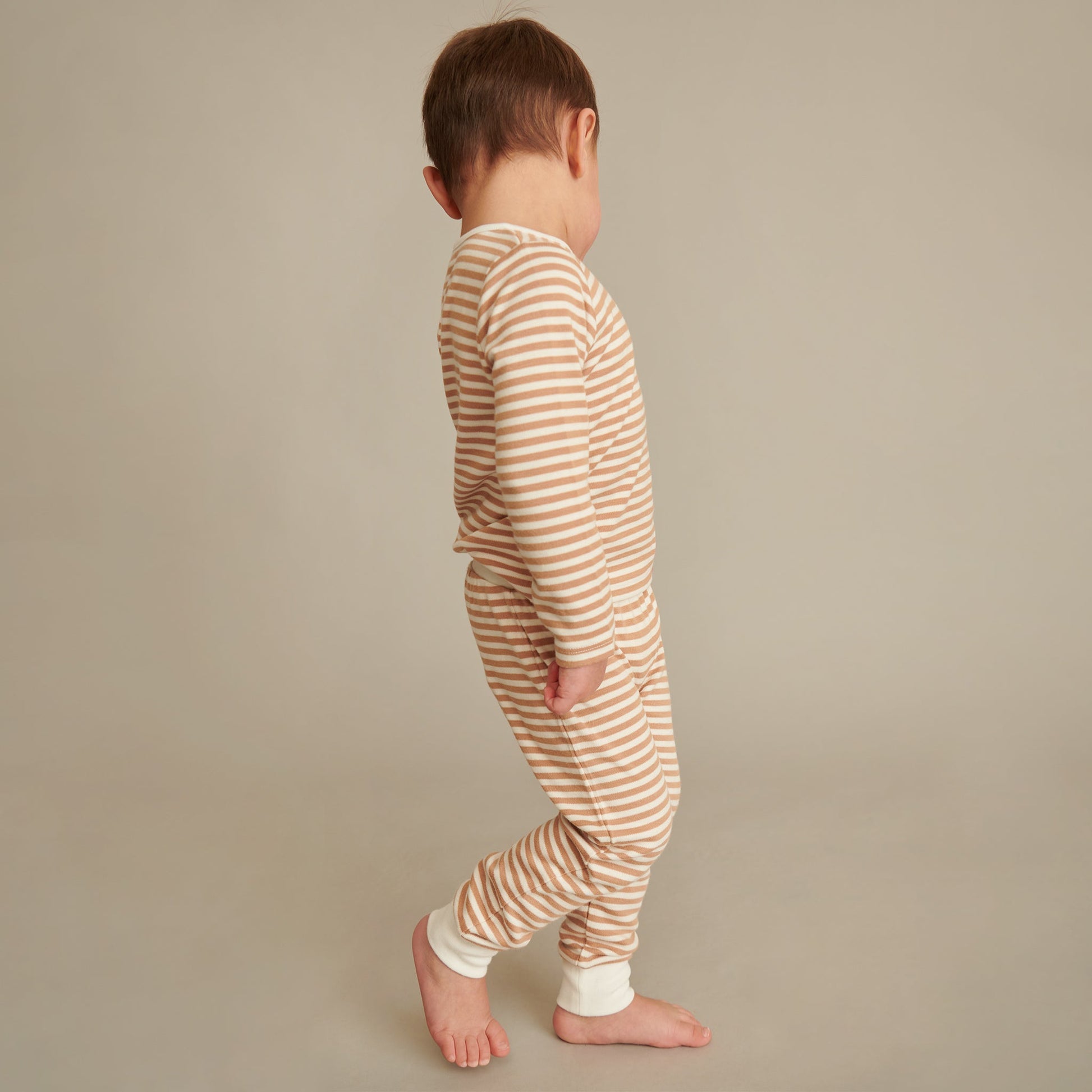 Caramel Stripe & Pebble Long Sleeve T-Shirt & Joggers Set