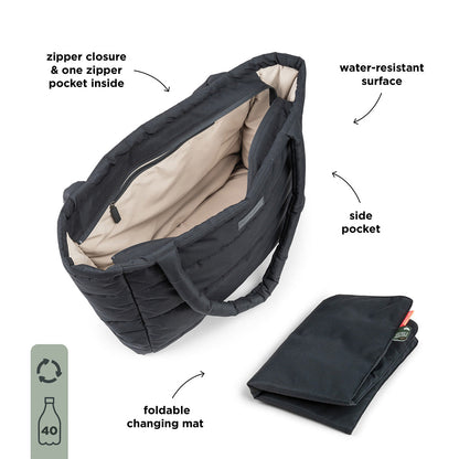 Done By Deer Quilted Changing Tote Bag - Black