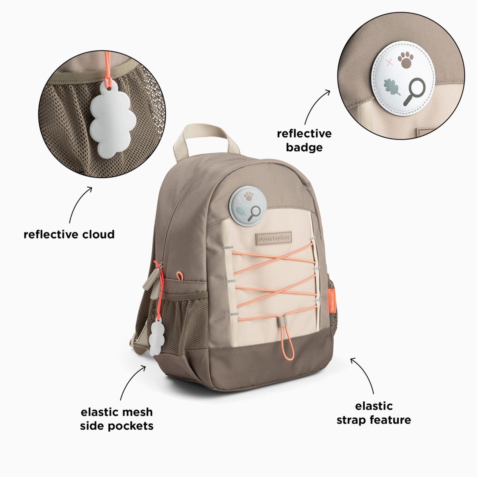 Done by Deer Junior backpack - Tiny Trails Sand 13l