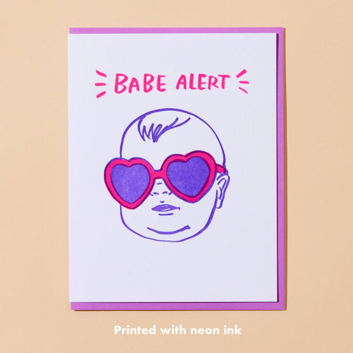 Babe Alert Letterpress Card