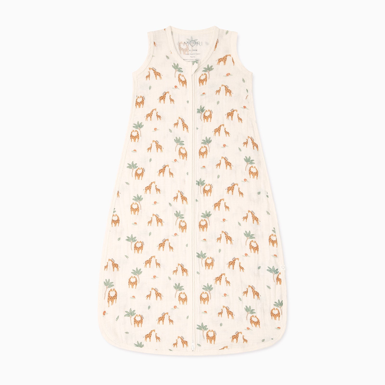 Giraffe Print Muslin Front Opening Summer Sleeping Bag 0.5 TOG