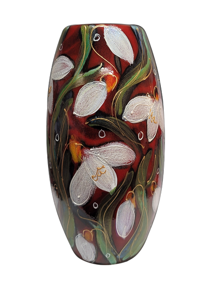 Anita Harris Ruby Snowdrop Vase 17cm