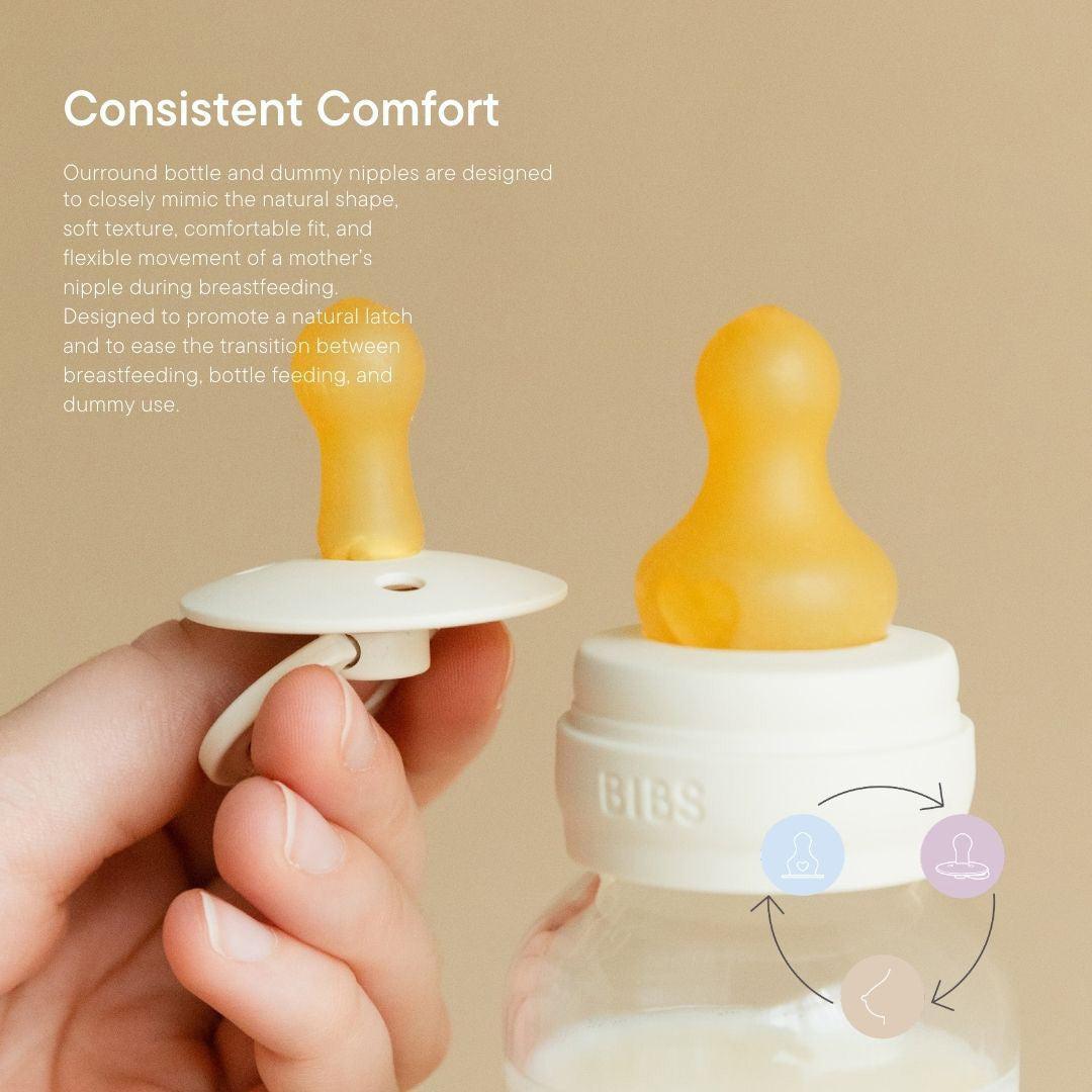 BIBS Slow Flow Baby Glass Bottle Complete Set - Blush