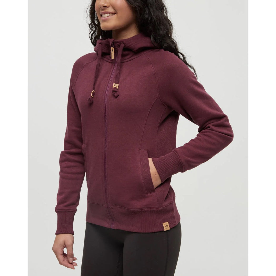 TENTREE - WOMENS ZIP ELM HOODIE | Deep Burgundy