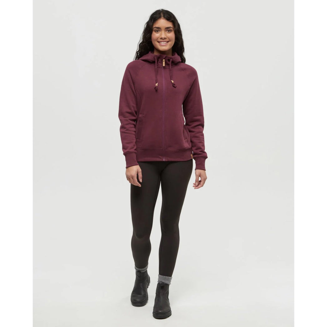 TENTREE - WOMENS ZIP ELM HOODIE | Deep Burgundy