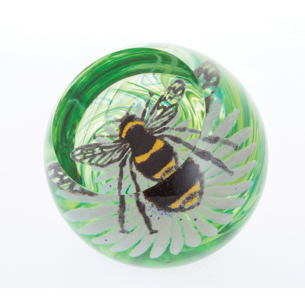 Caithness Glass Bee on a Flower Paperweight