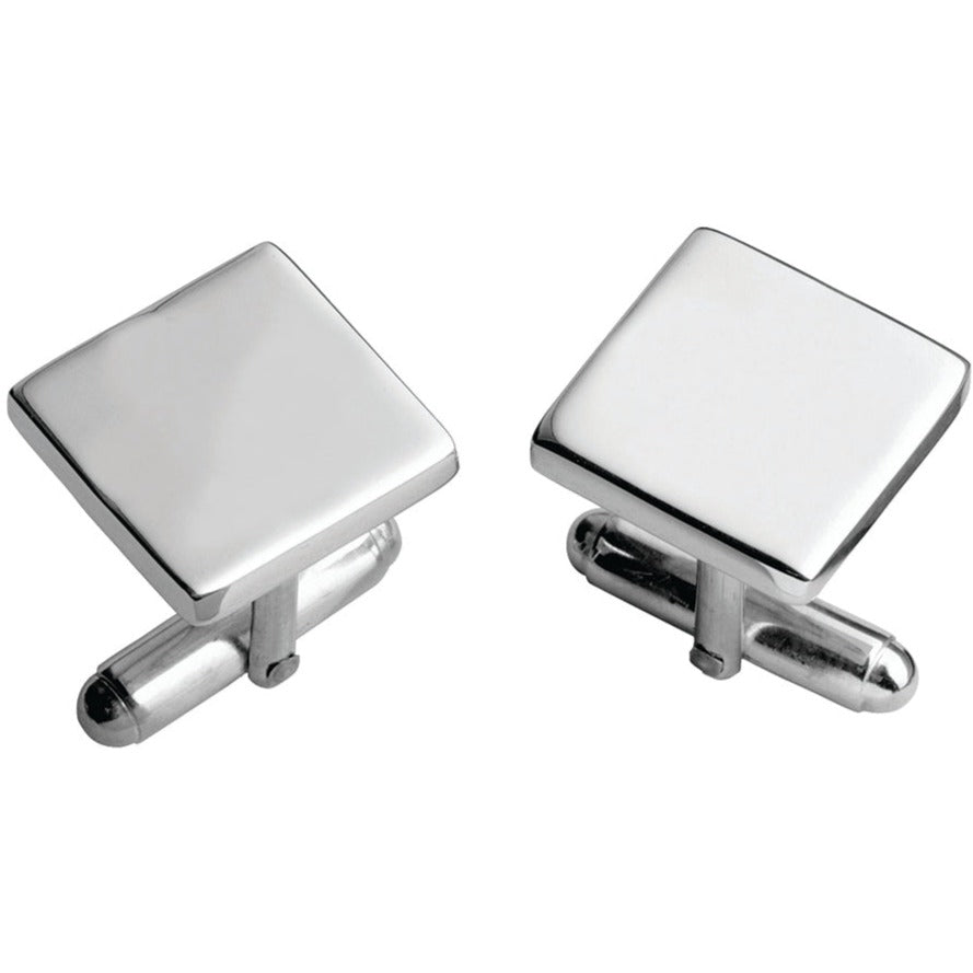 Carrs Plain Square Cufflinks Sterling Silver