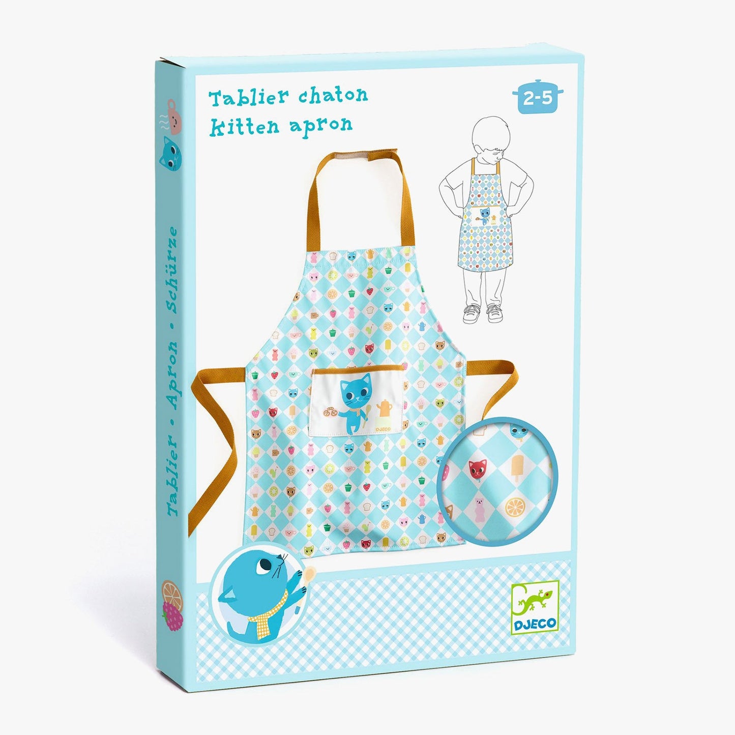 Djeco Childrens Apron Kitten Print