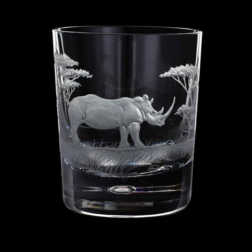 Dartington Crystal Hand Engraved Majestic Wildlife Rhino Tumbler