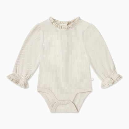 Frilled Ribbed Long Sleeve Bodysuit