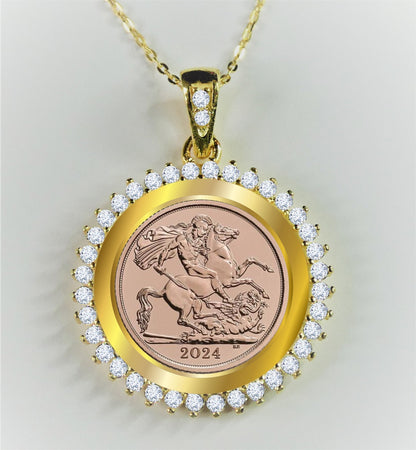 Goviers Exclusive King Charles III 22ct Gold Half Sovereign 2024 Necklace