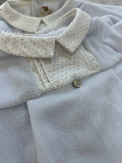 2pc Blue Velour w. Dots Collar | Pureté Du... Bébé