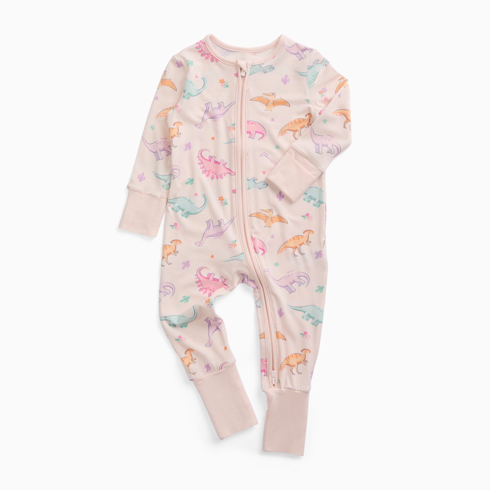 Dinosaur Nights Clever Zip Sleepsuit  - Pink