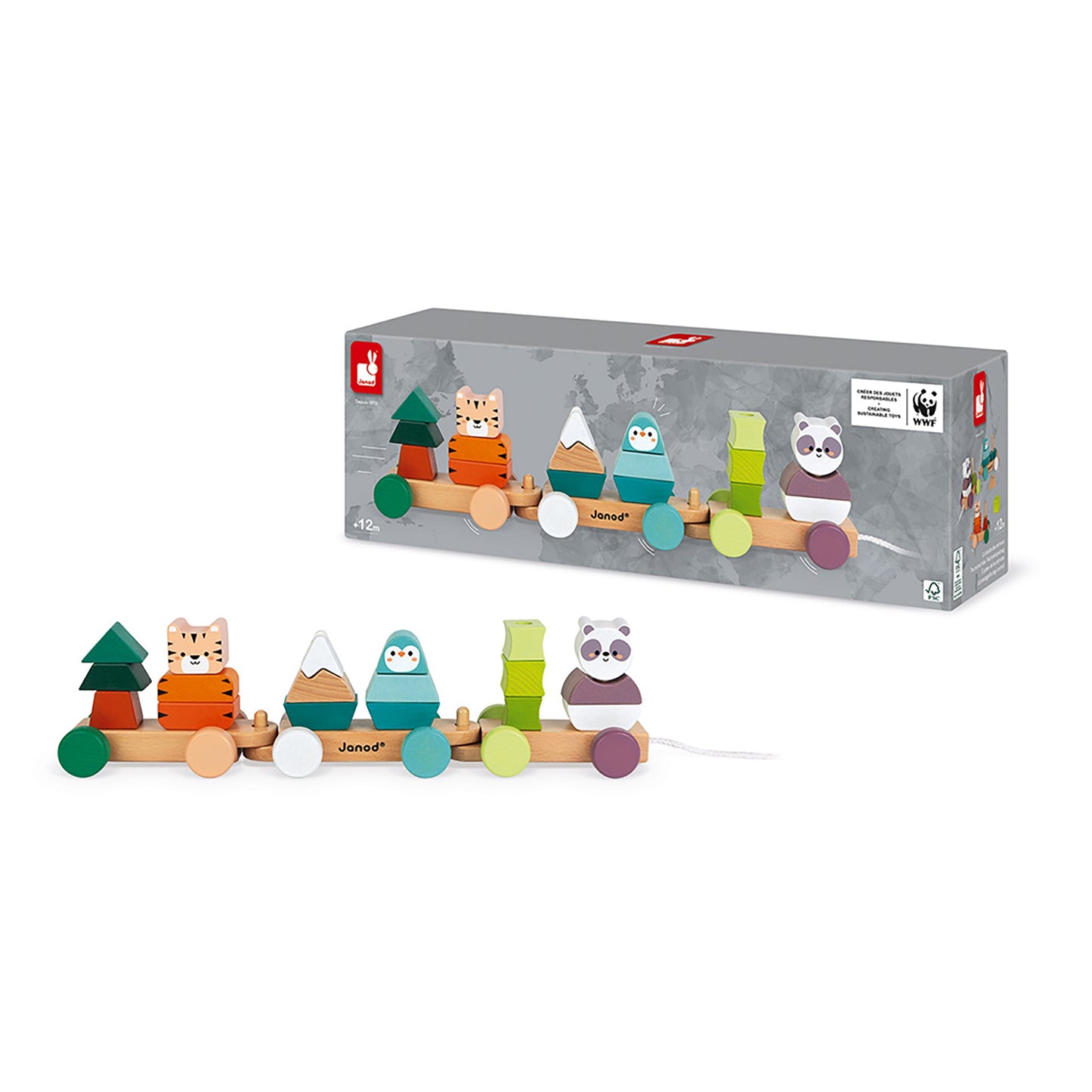 Janod Wooden Pull-Along Animal Train
