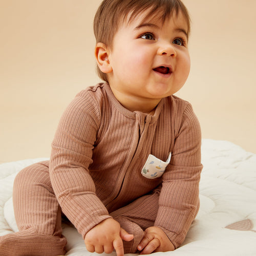Bear Pocket Ribbed Clever Zip Sleepsuit