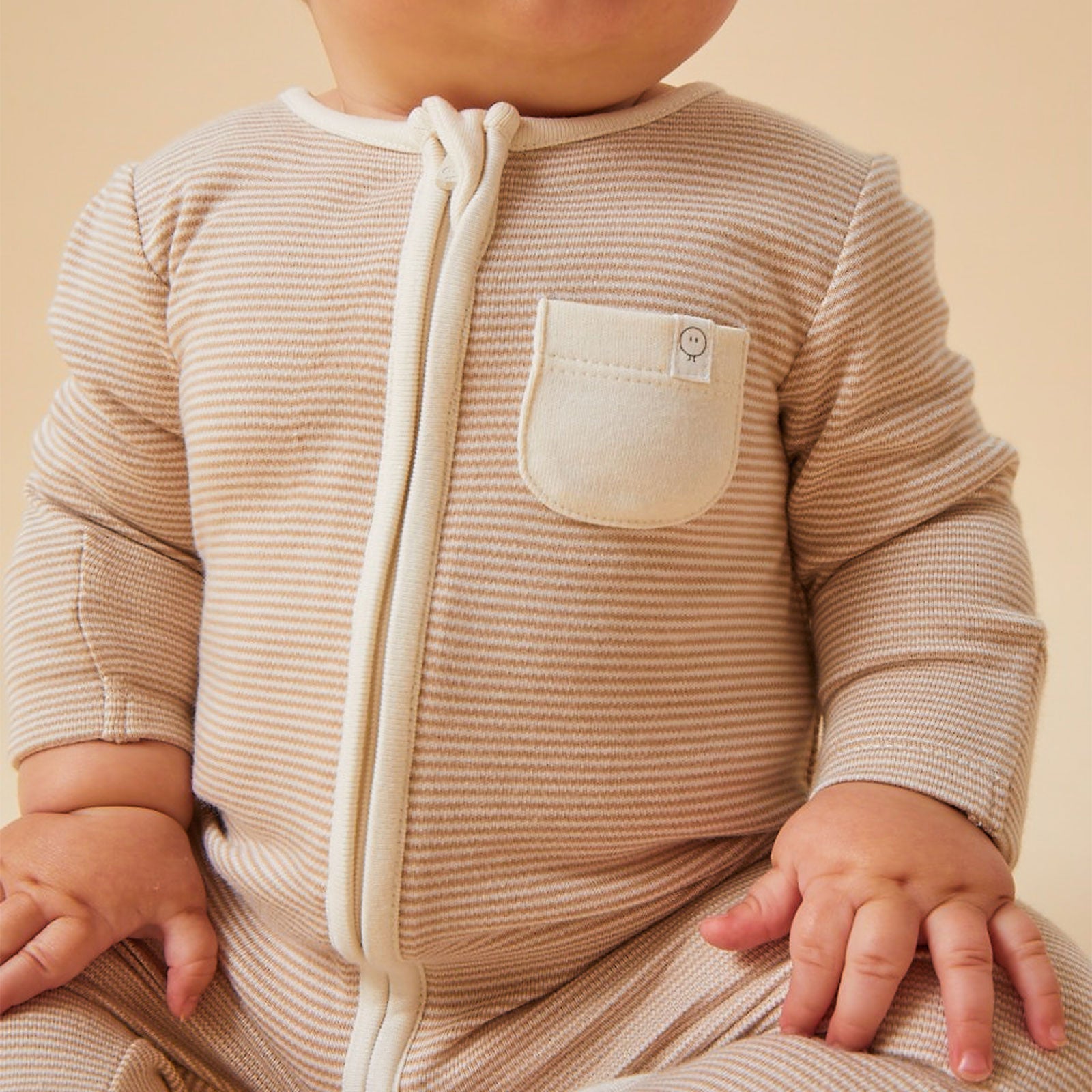 Clever Zip Sleepsuit - Oatmeal Stripe