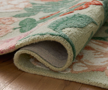 Highgrove Roses Wool Hooked Rug - Mint