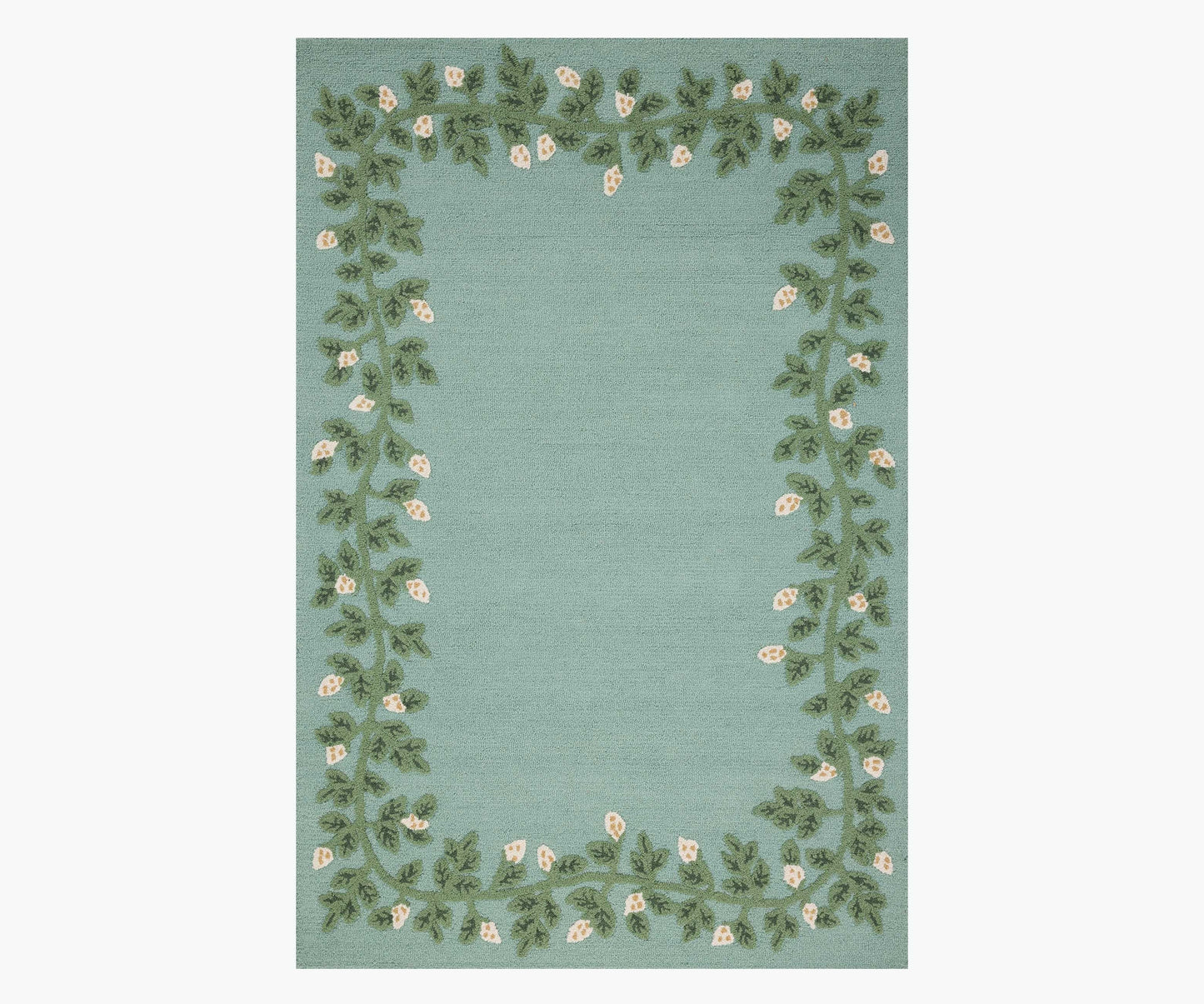 Highgrove Climbing Vines Wool Hooked Rug - Blue