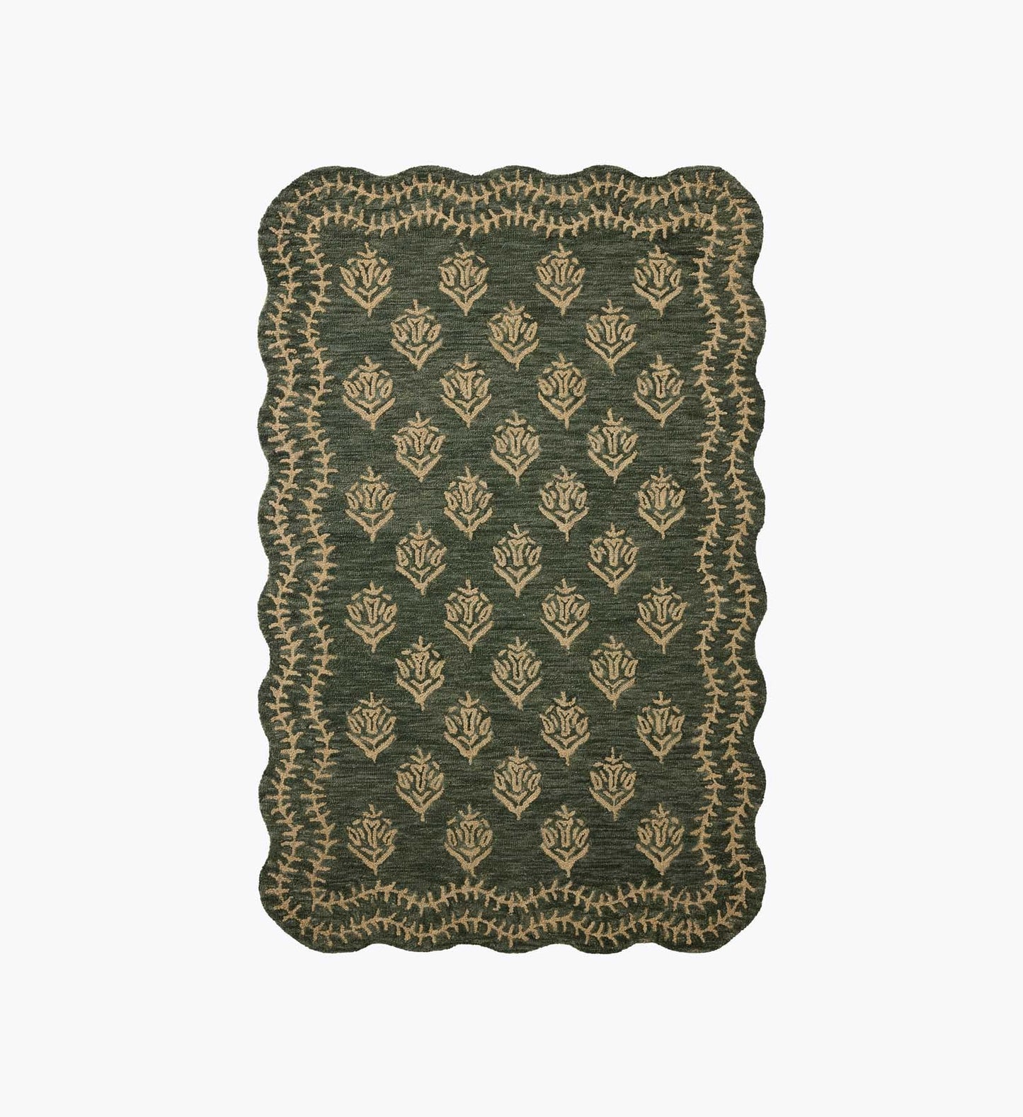Lisette Wool Hooked Rug - Forest & Oatmeal
