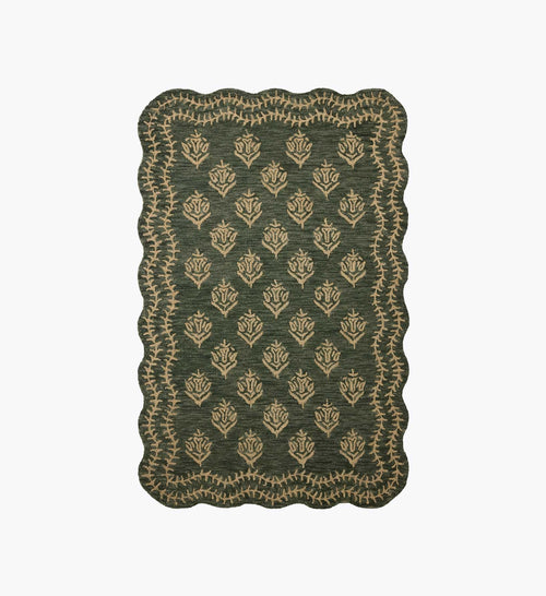 Lisette Wool Hooked Rug - Forest & Oatmeal