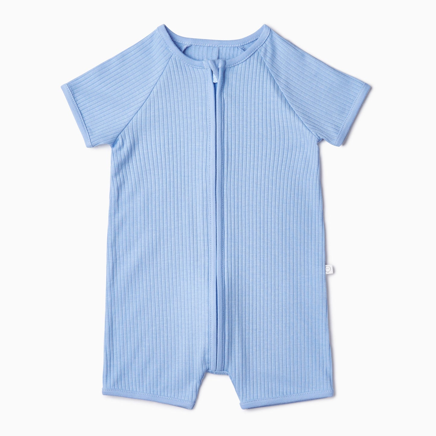 Blue Ribbed Zip Summer Sleepsuit