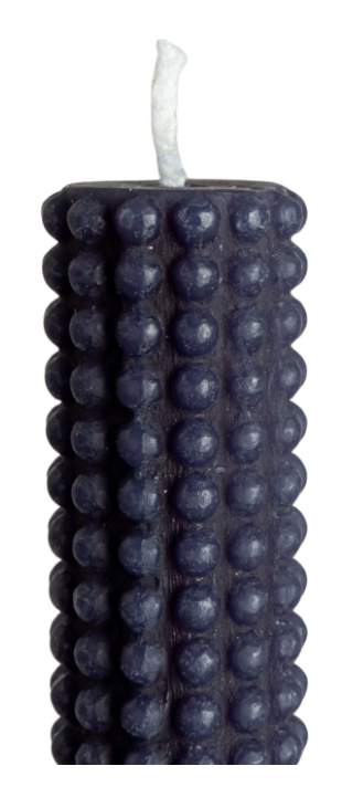 10"H Unscented Hobnail Navy Taper Candles