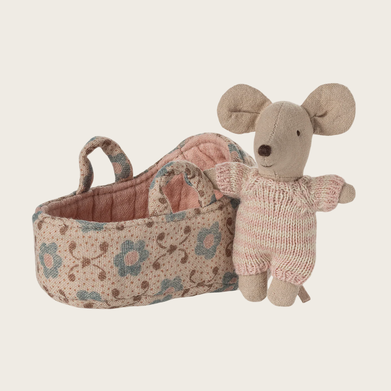 Baby mouse in carry cot - Rose
