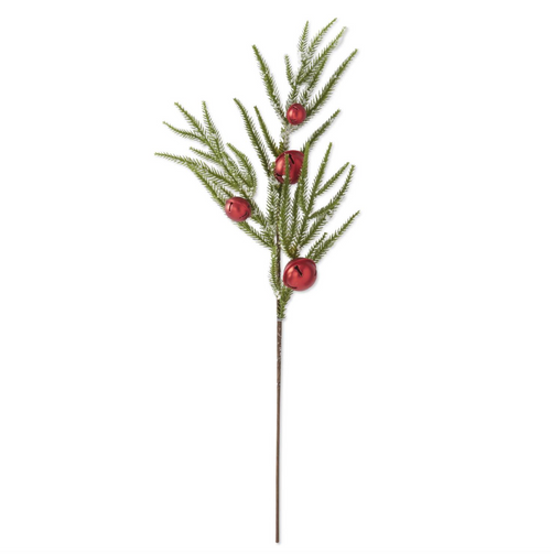 27.5 Inch Red Bell Snowy Pine Stem