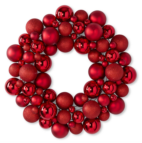 28 Inch Red Shatterproof Ornament Wreath