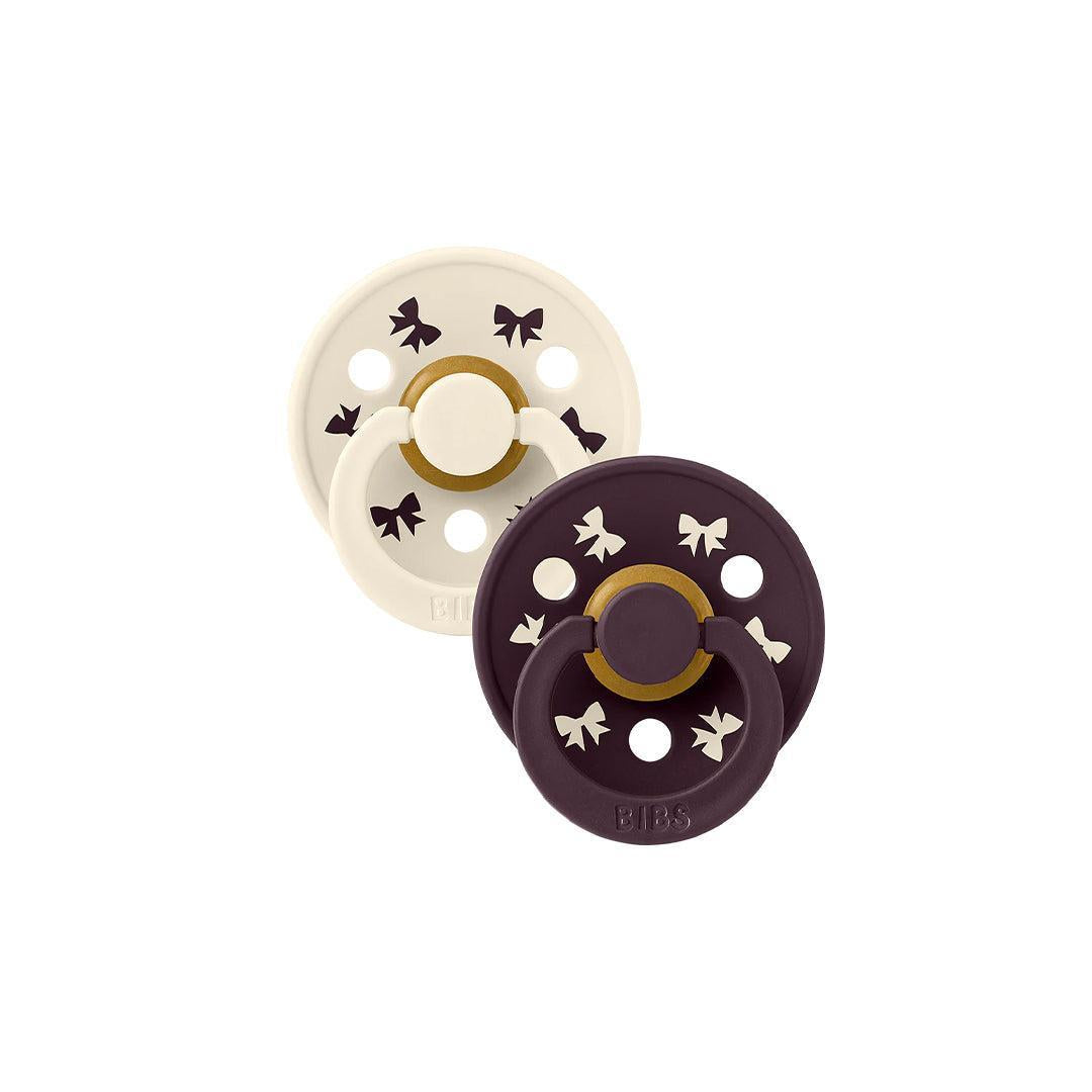 BIBS World Latex Pacifier Colour Holiday Bow 2 Pack - Ivory/Plum