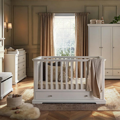 CuddleCo Beaumont 3pc Set - Low Cot Bed - White
