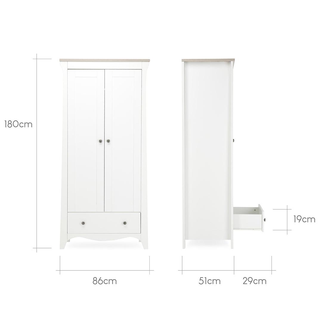 CuddleCo Clara 2-Door Double Wardrobe   - White/Ash