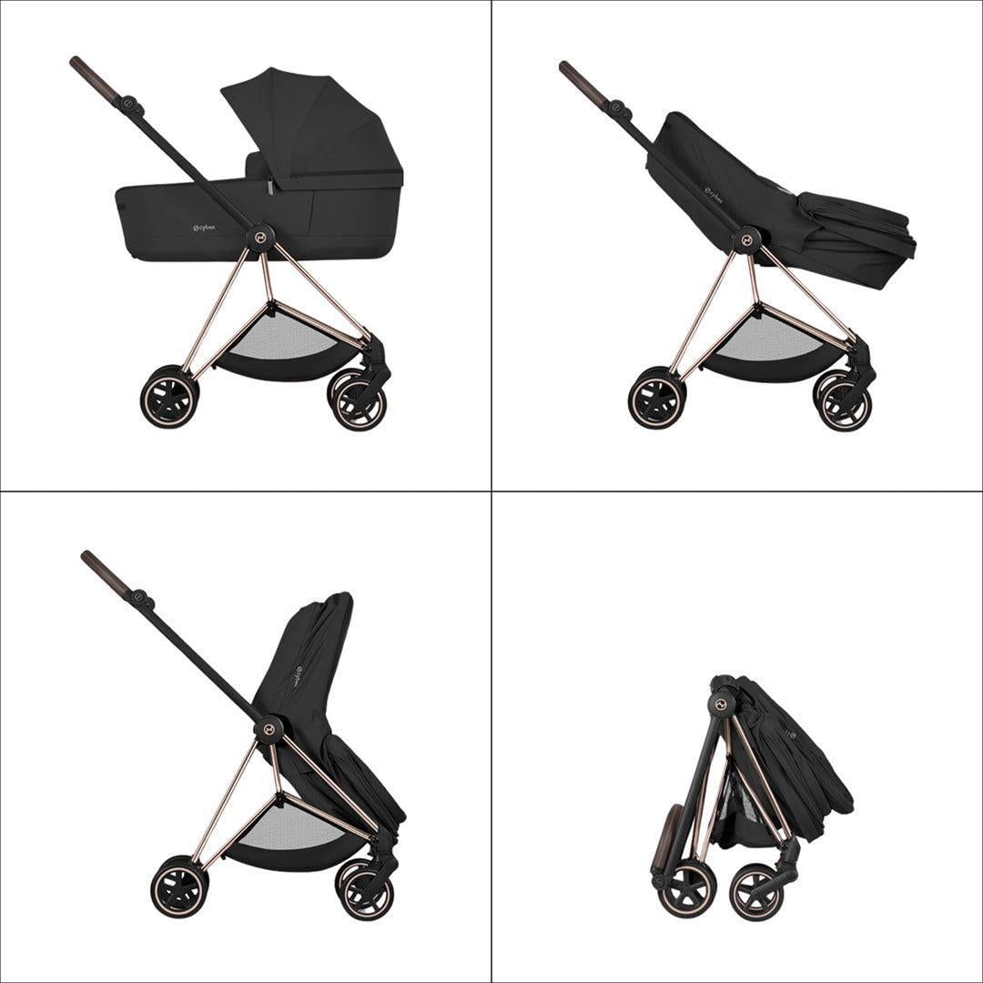 CYBEX Mios Comfort Pushchair & Foldable Carrycot - Sepia Black/Rose Gold