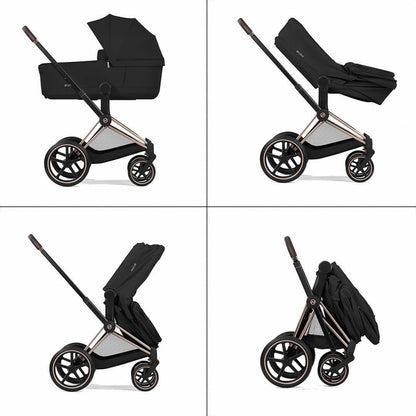 CYBEX PRIAM Pushchair & Fold Cot - Comfort - Sepia Black/Rose Gold