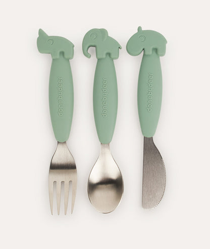 Done By Deer Easygrip Cutlery Set - Deer Friends Green