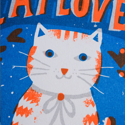 Cat Lover Risograph Art Print