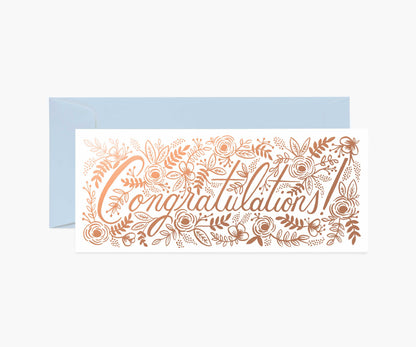 Champagne Floral Money Holder Congrats Card - Single Card
