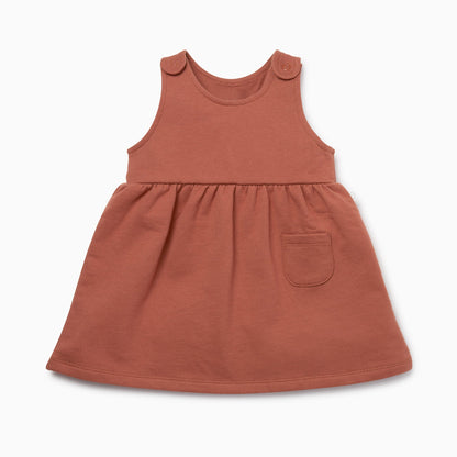 Caramel & Terracotta Dress, Ruffle T-Shirt & Cardigan Day Outfit
